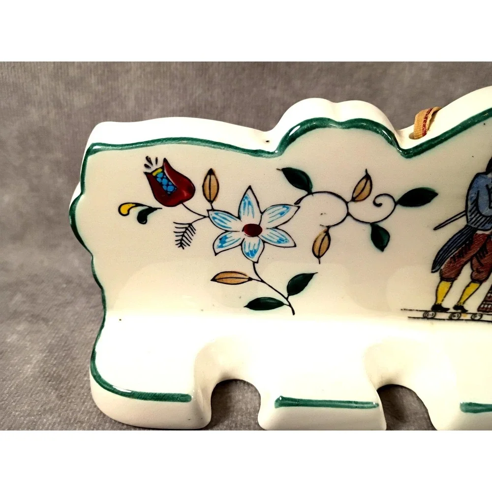Vintage‎ Japan Ceramic Wall Mount 4 Slot Utensil Holder Folk Art Cottagecore